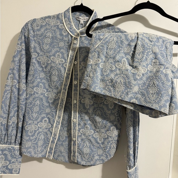 Veronica Beard Embroidered Blouse and Shorts Set - Picture 2 of 2